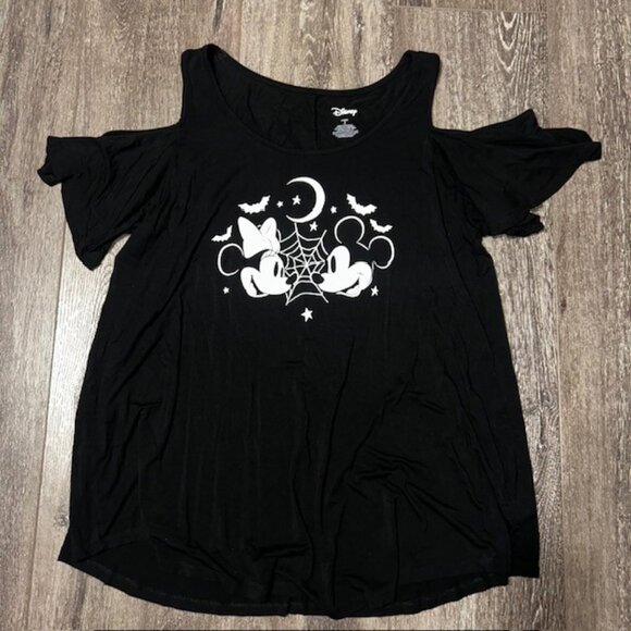 Disney Mickey & Minnie Mouse Black Tank Top Womens Size 2 Glows in the Dark - Picture 1 of 5